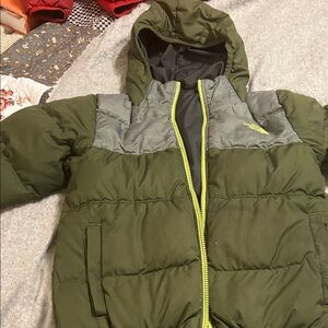 The North Face Kids Olive and Gray Puffer Jacket